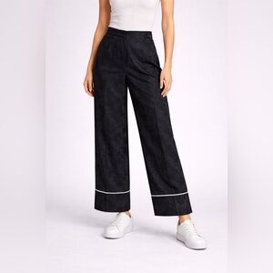 J.Crew Black Jacquard Wide Leg Pants Size 0 High Rise